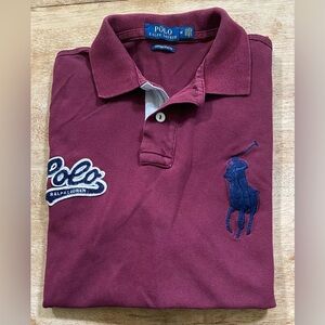 Polo Ralph Lauren Custom Slim Fit Men’s Sz M Maroon Big‎ Pony/Logo Mesh Polo